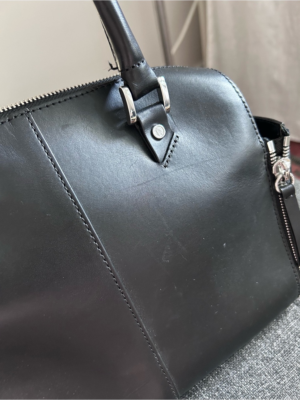 Diesel Black Leather Satchel with Red Grommet Accents in genuine leather - Picture 12 of 14
